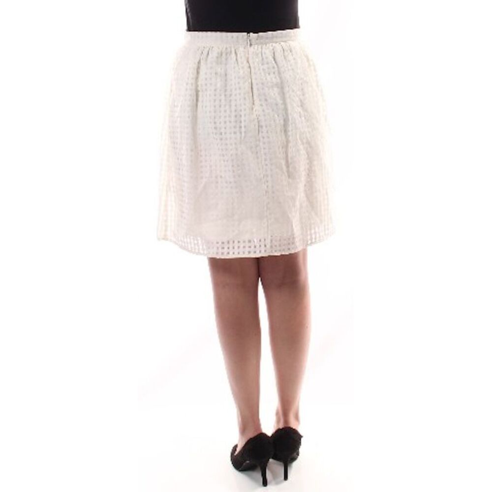 MAISON JULES Womens Ivory Check Mini A-Line Skirt Size: M - Picture 3 of 3